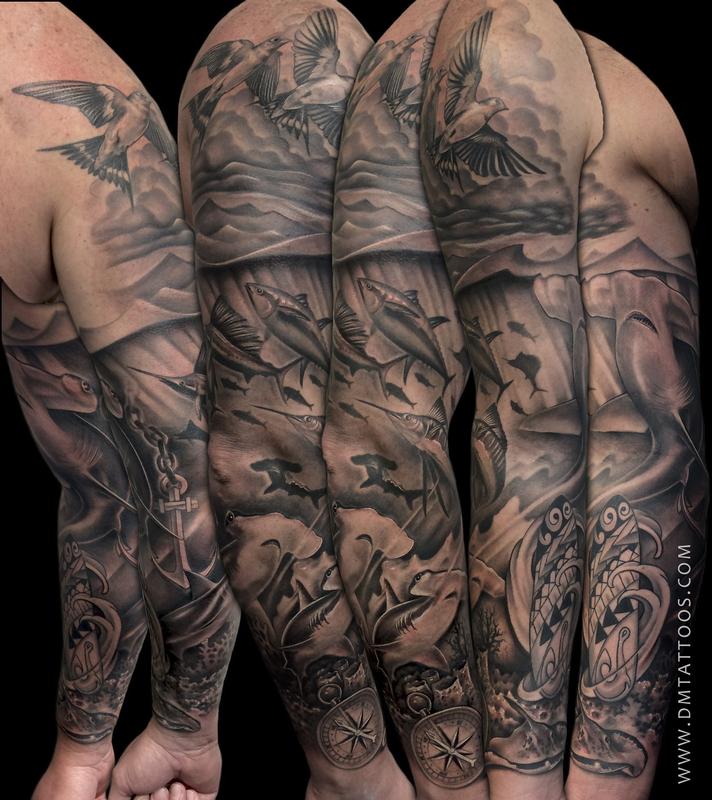 Underwater Sleeve Tattoo by David Mushaney TattooNOW